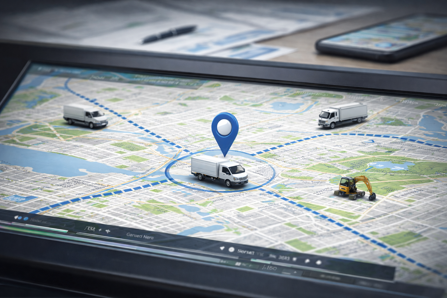Live GPS map showing tracked fleet vehicle locations