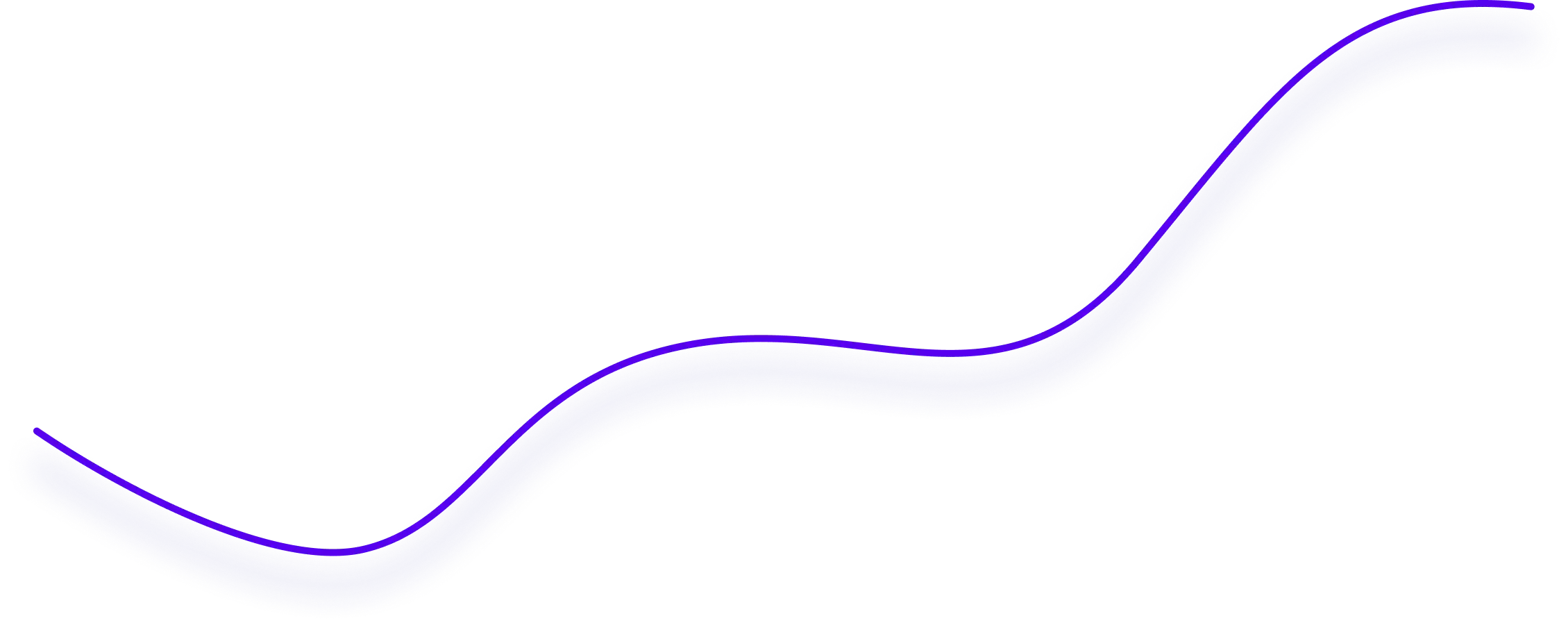 Wavy neon blue line with purple glow on transparent background.