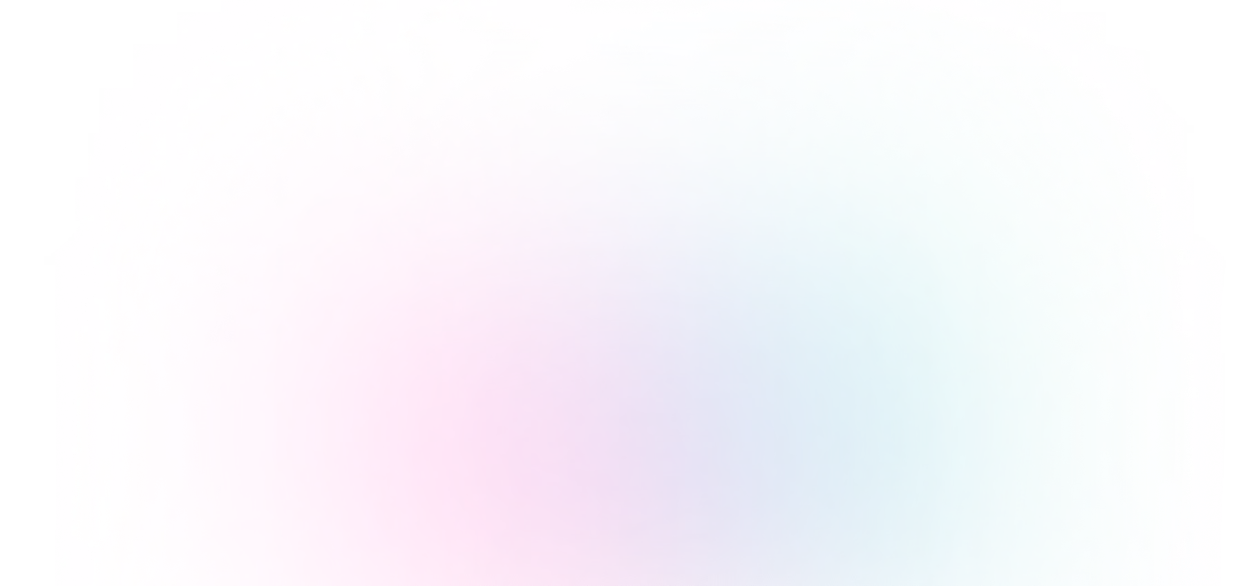 Abstract soft gradient palm leaf shape blending pink, purple, and light blue colors on white background.