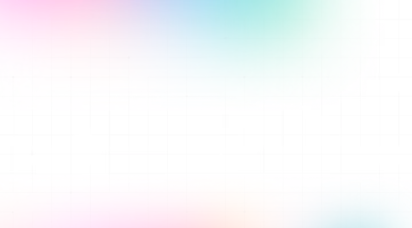 Abstract gradient background with soft pastel pink, purple, blue, and green colors and grid lines.