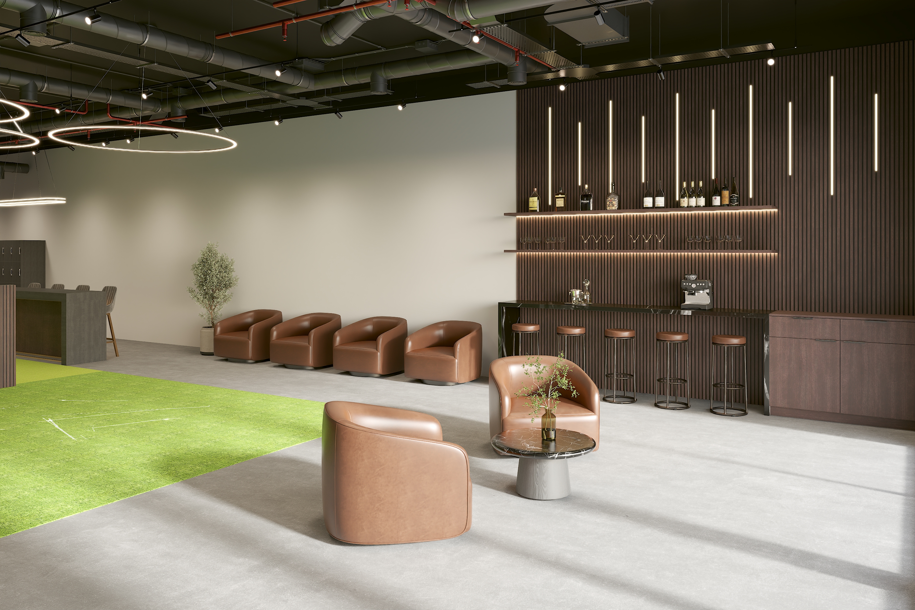 Lounge seating area at Swing Studios