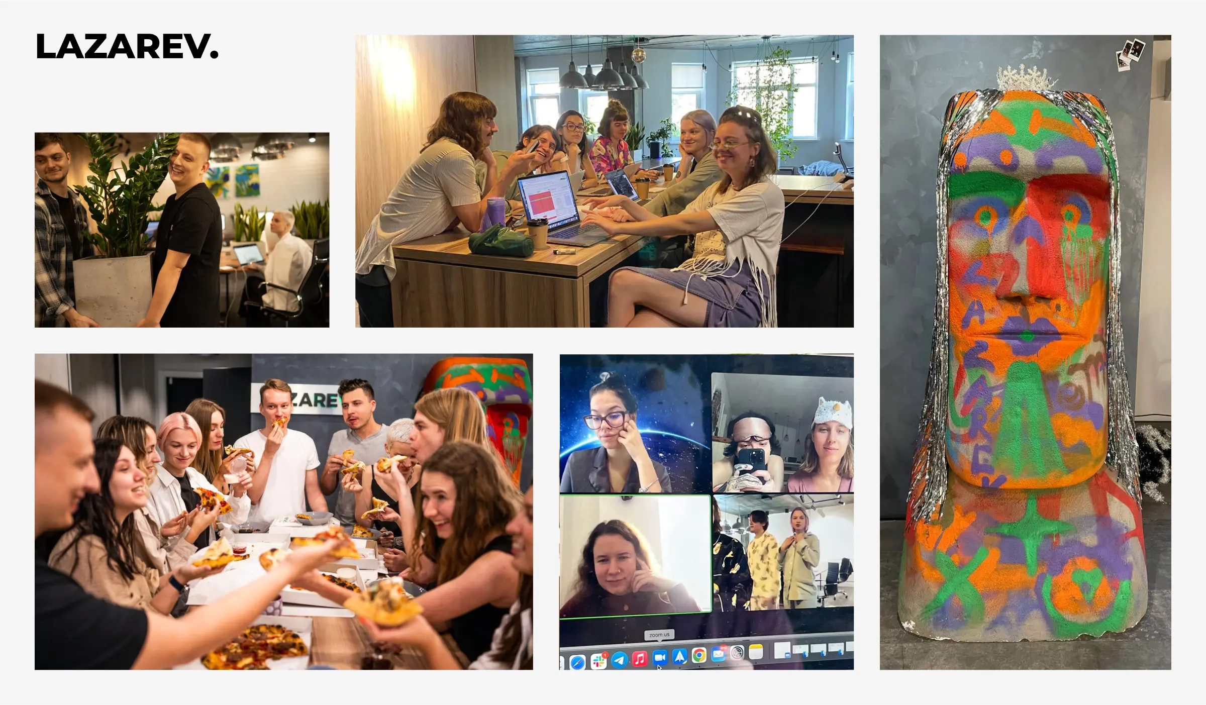 A collage featuring five photos of the Lazarev. team