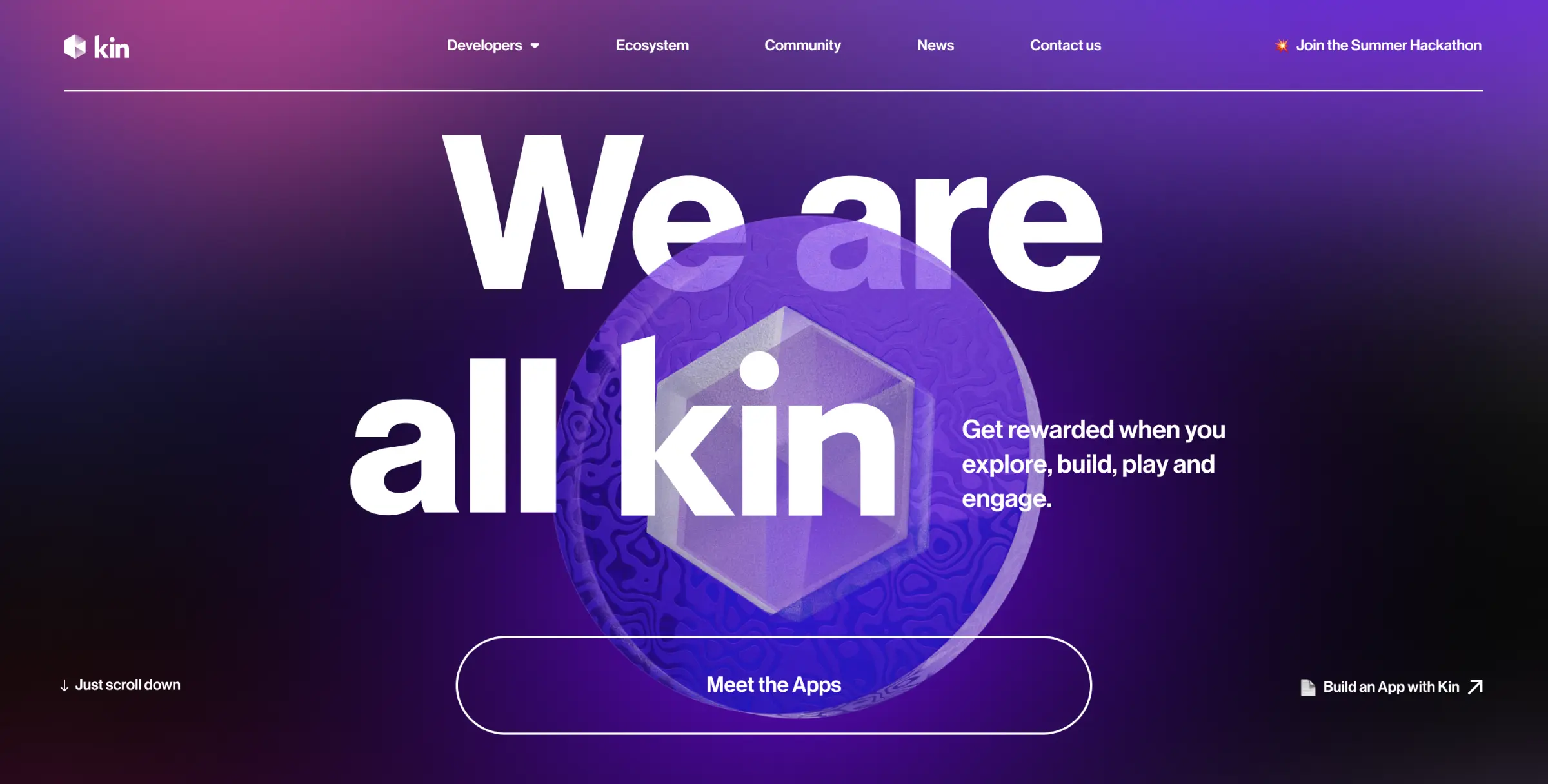 A screenshot of the Kin Foundation website designed by Lazarev.
