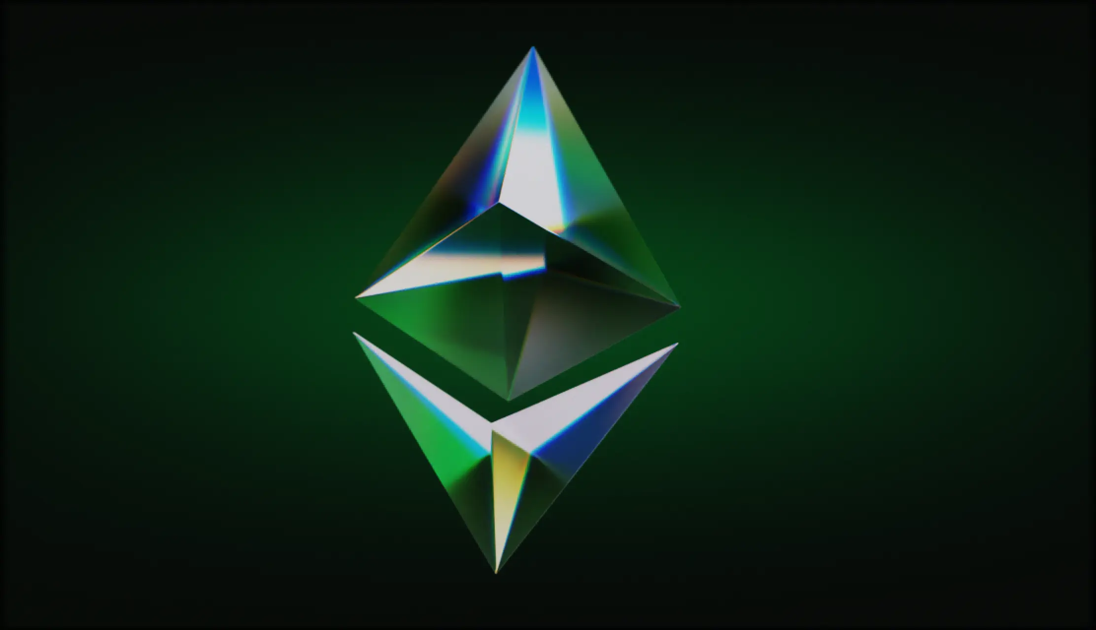 An intricate 3D rendering of the Ethereum logo