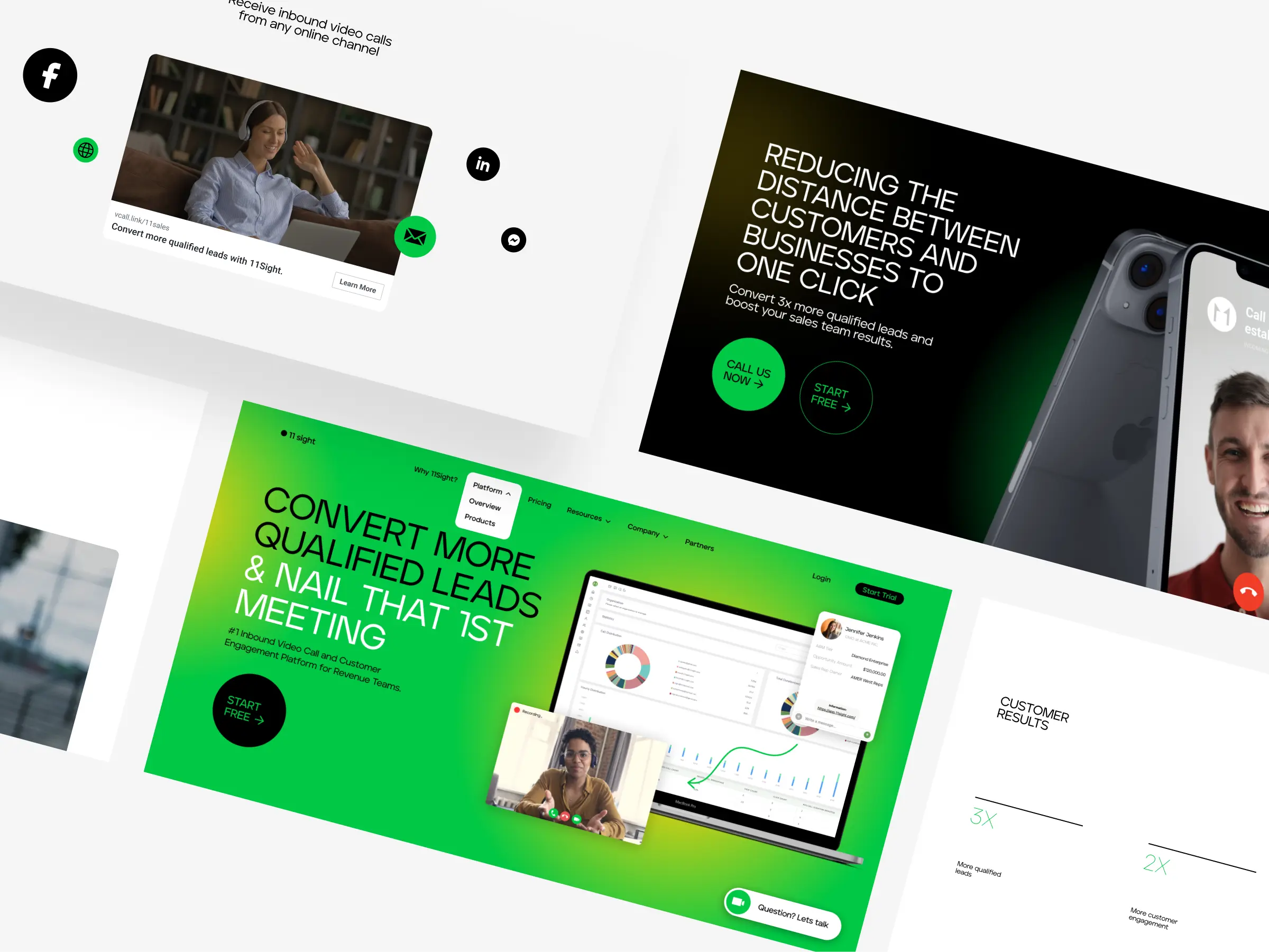 A few interface screens form 11Sight website design