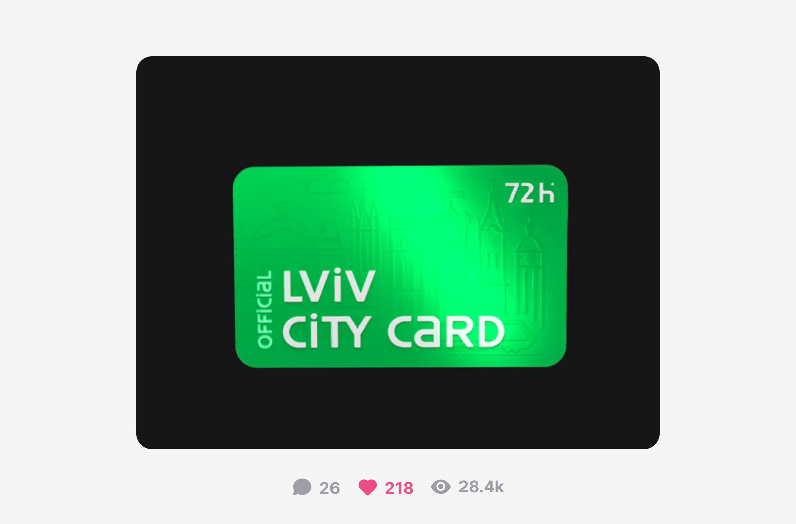 An illustrative 3D visual of the bright green Lviv City Card
