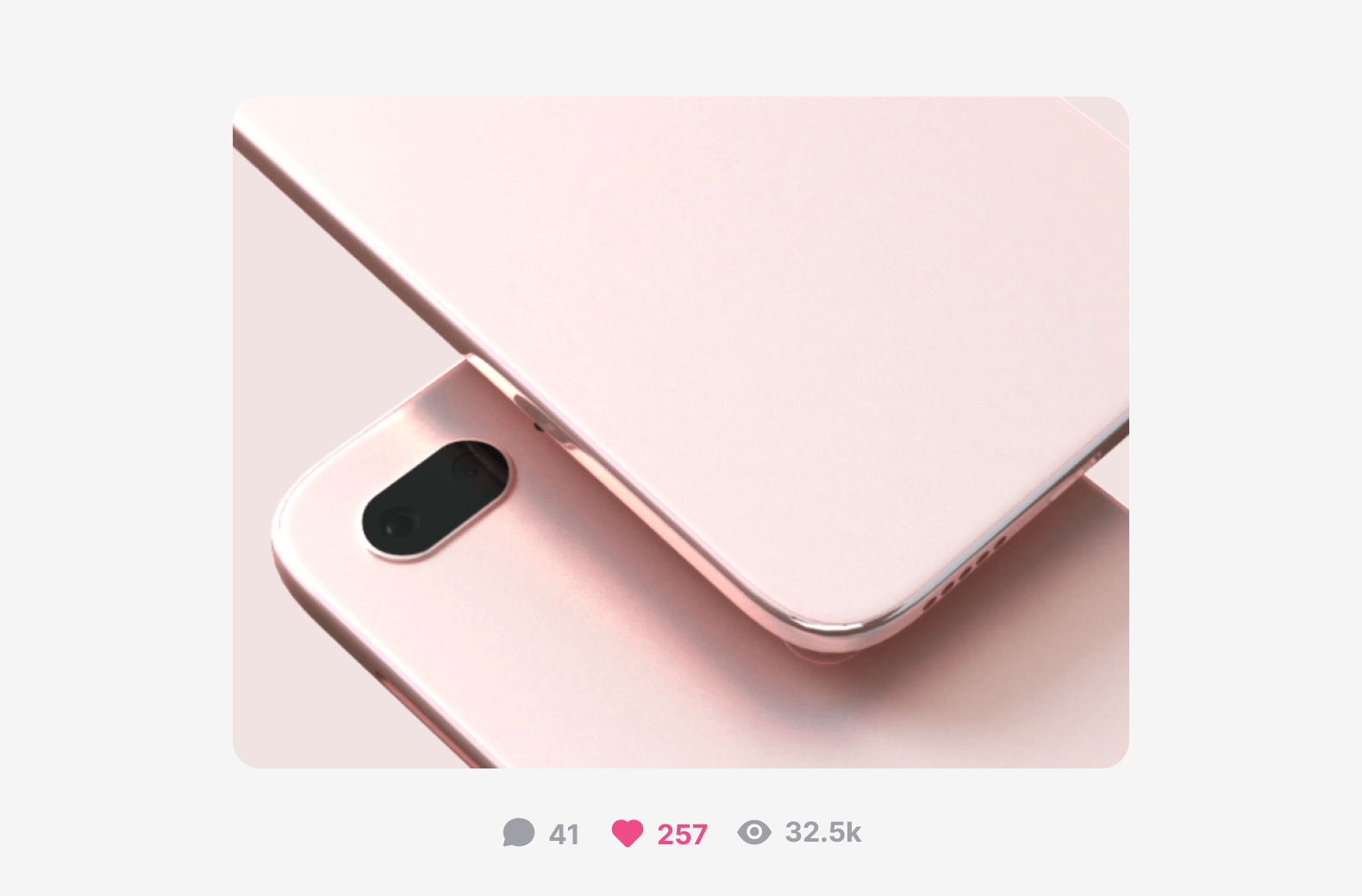 A 3D illustration of two mobile phones in light pink color