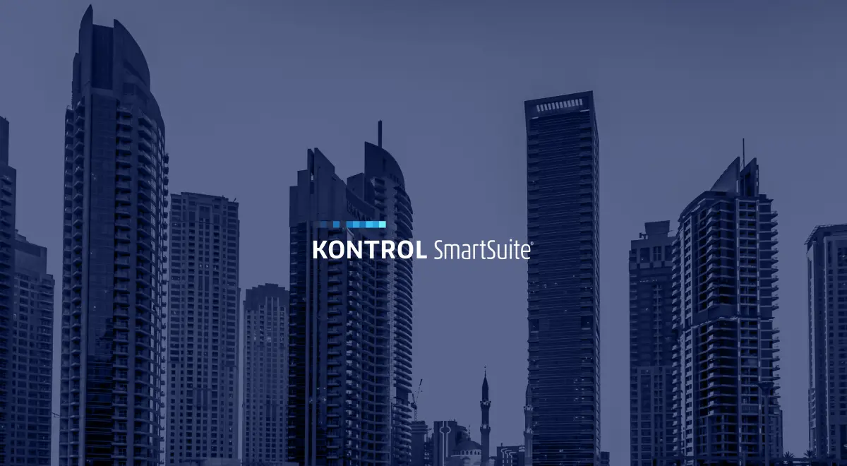 Kontrol logo against buildings
