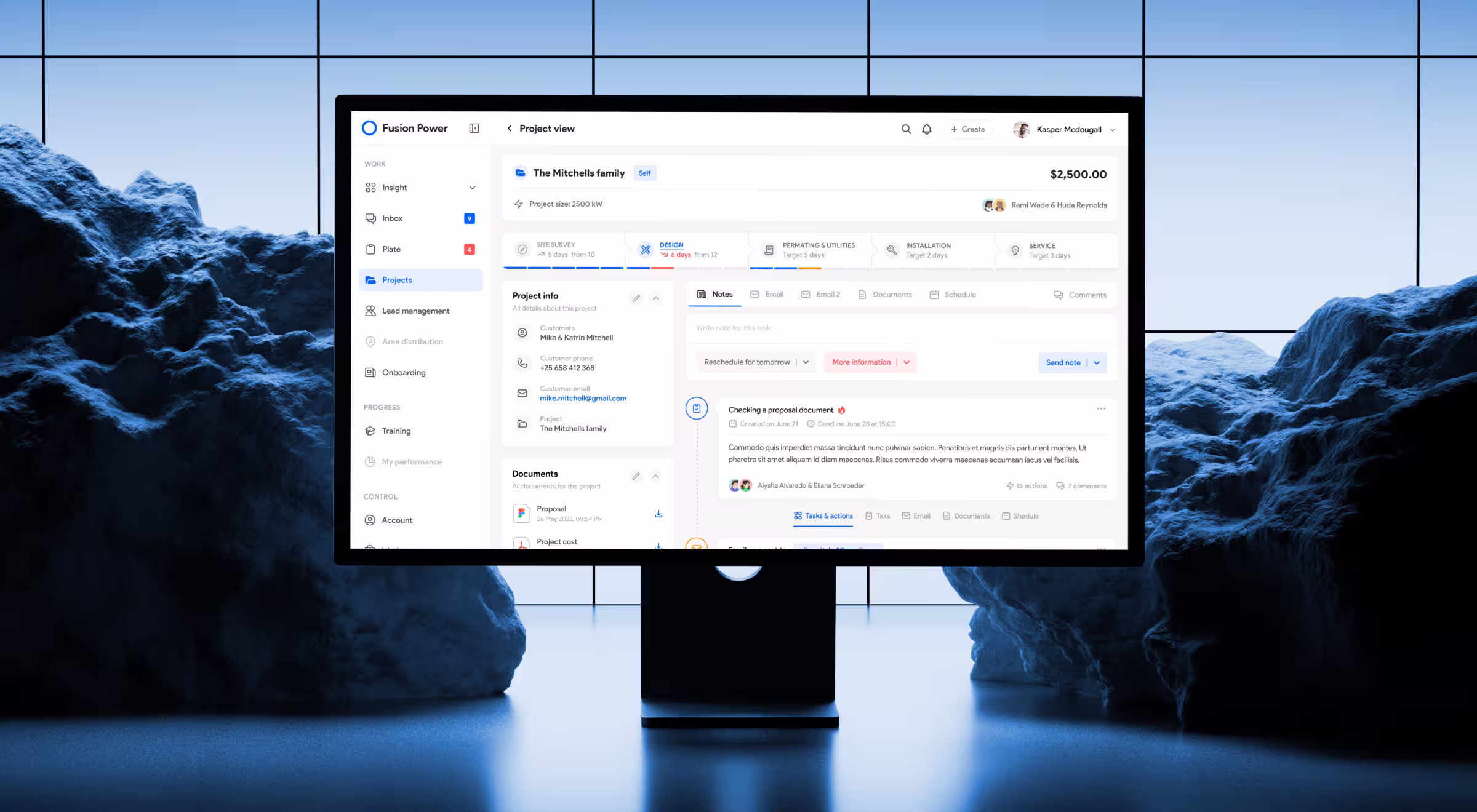Enterprise SaaS dashboard UI for project management and workflow automation