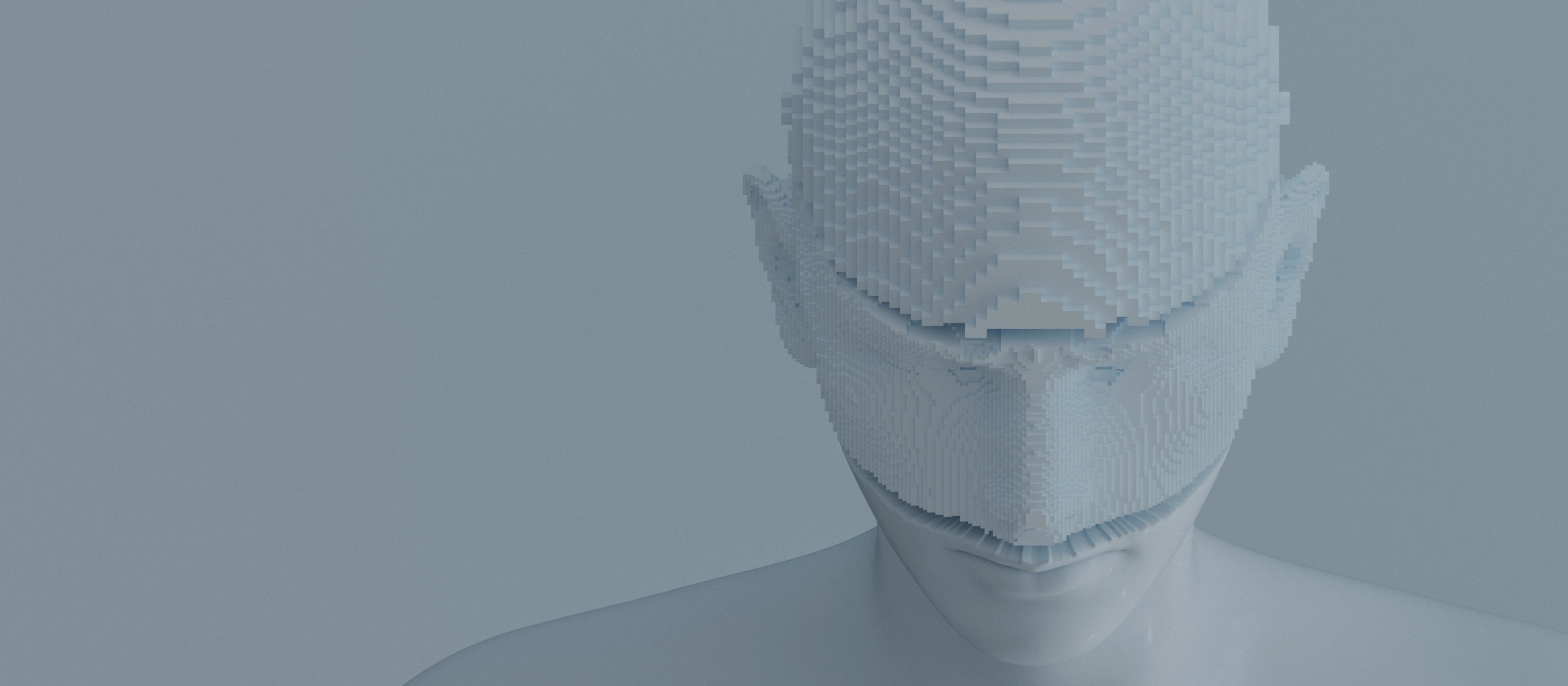 A white robot on a white background.