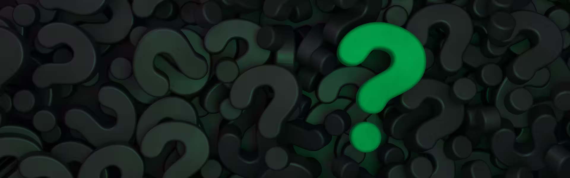 A bold visual metaphor for asking the right questions, featuring a highlighted question mark emerging from a sea of uncertainty.