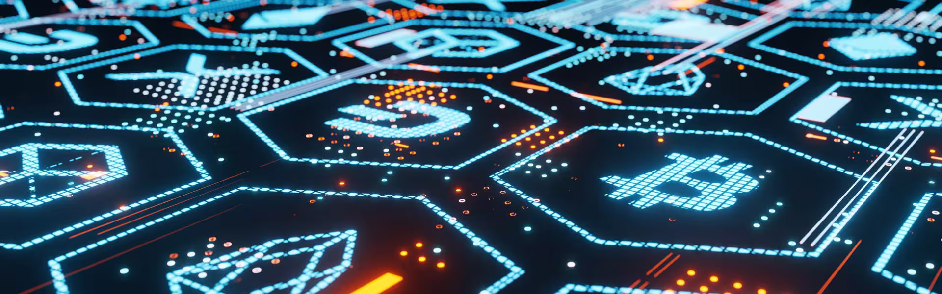 Abstract 3D composition of glossy blue interconnected geometric cubes and layered structures symbolizing scalable decentralized infrastructure and modern digital systems.