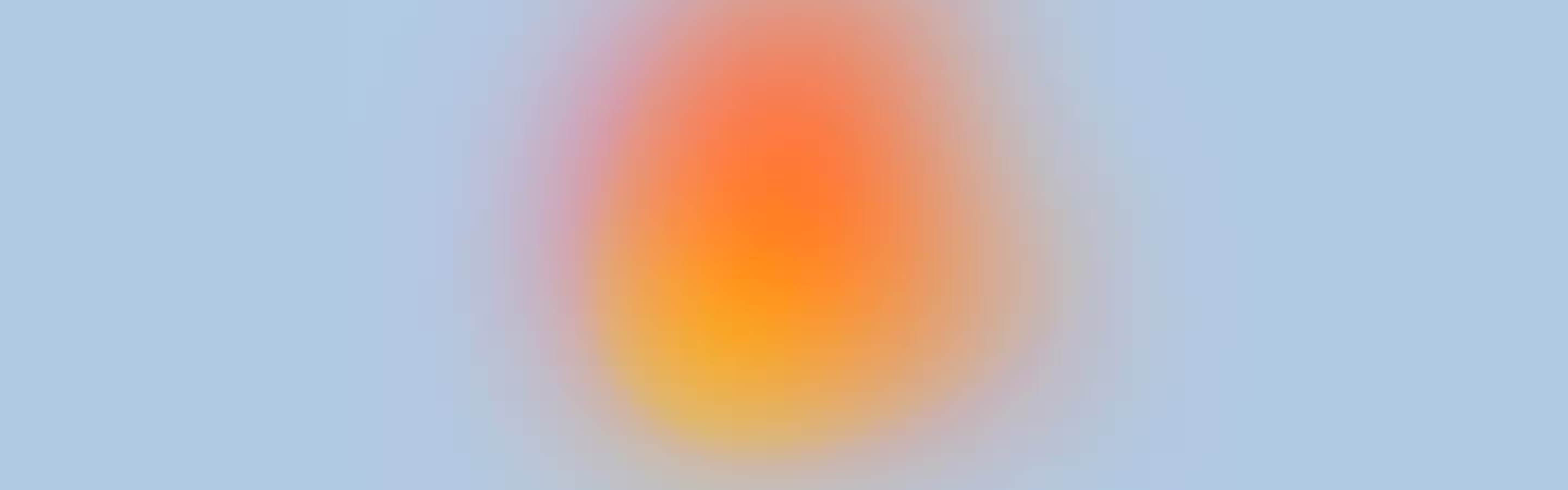 A soft, blurred gradient blending warm shades of orange and yellow against a light blue background, evoking a warm, peaceful ambiance.