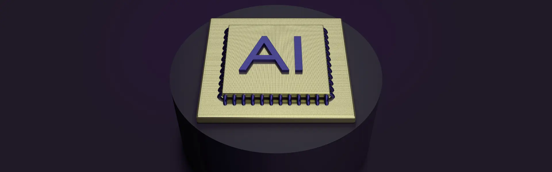 A design element containing AI letters is depicted on a notebook.