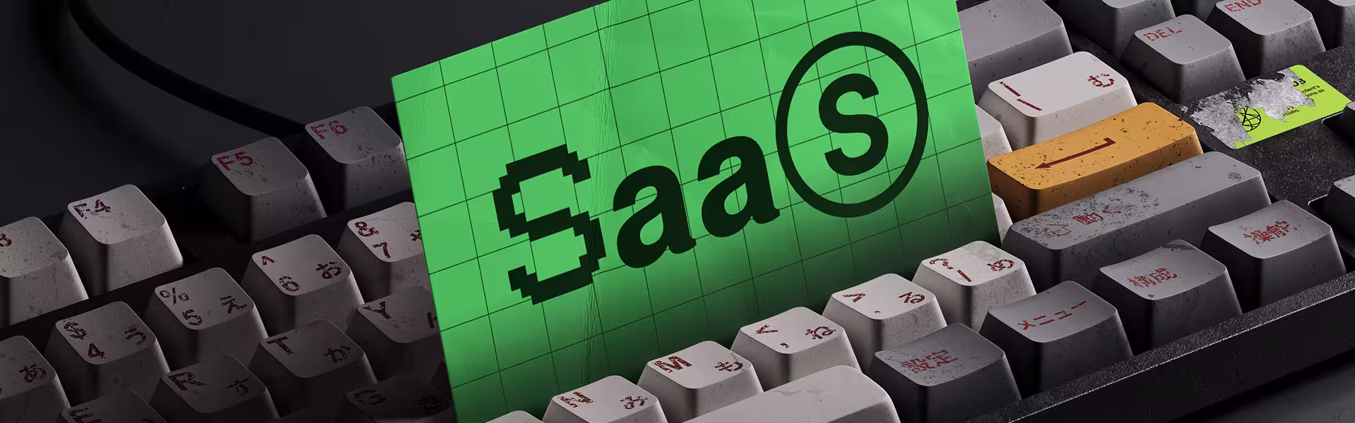 Word "SaaS" on the green background