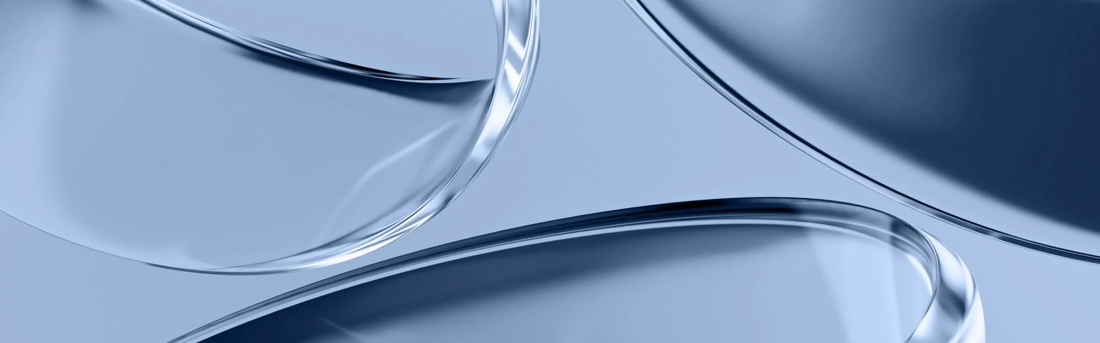 A picture showcasing round transparent 3D elements.