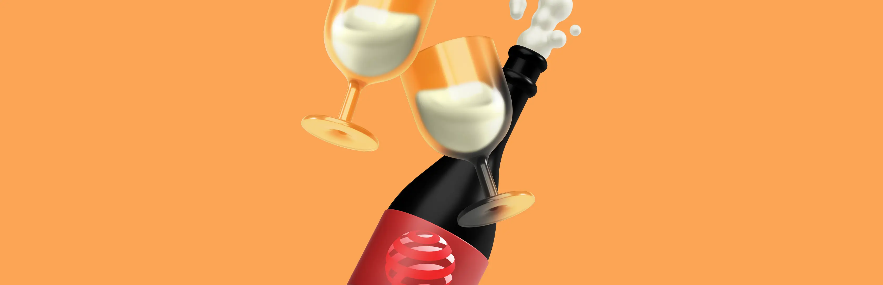 A bottle of champagne along with glasses