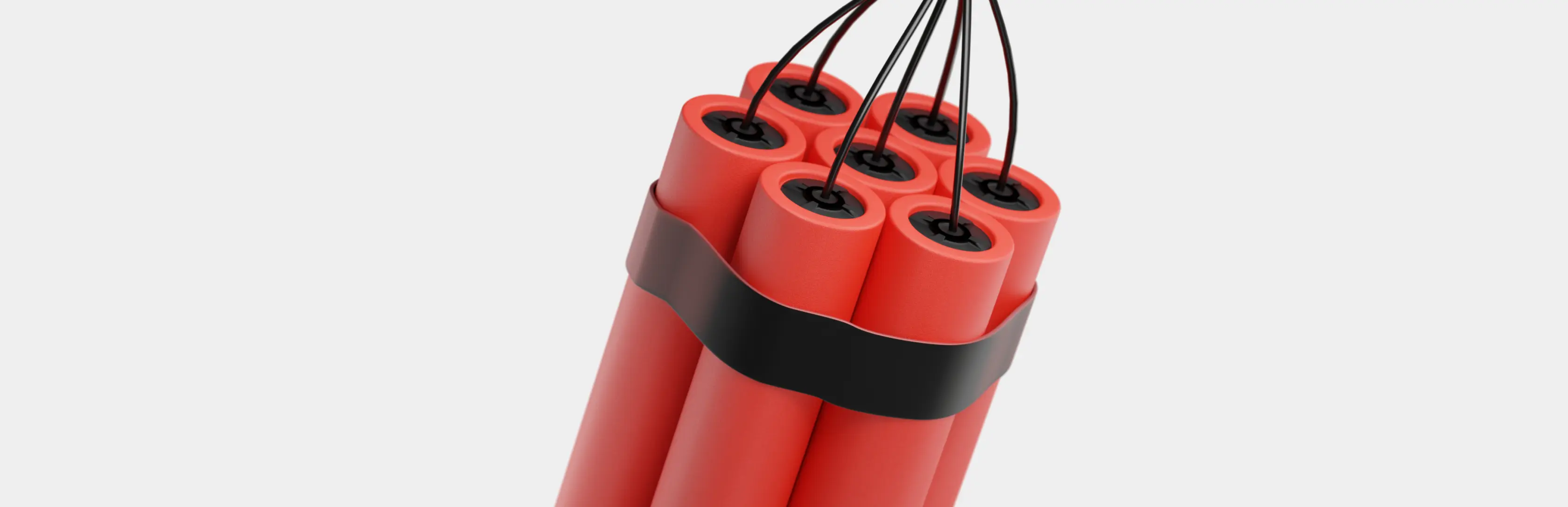 An illustration of a red explosive on a white background