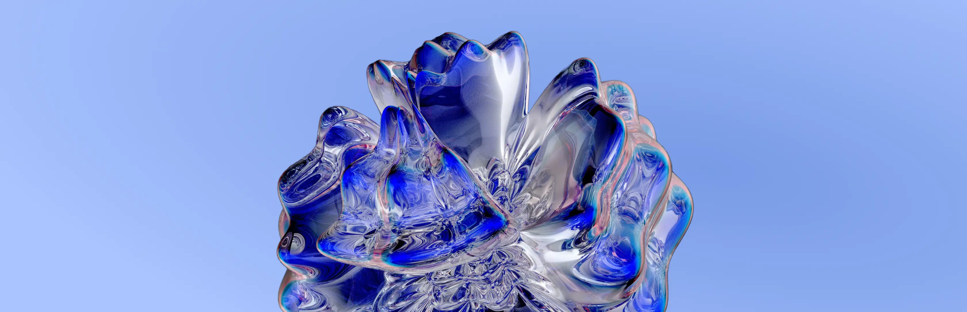 A 3D model of a Web3 flower on a blue background.