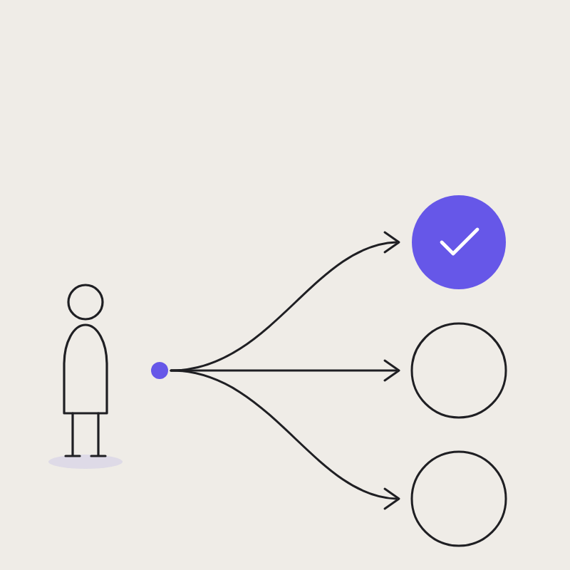 Trois options possibles dont une devient évidente à choisir