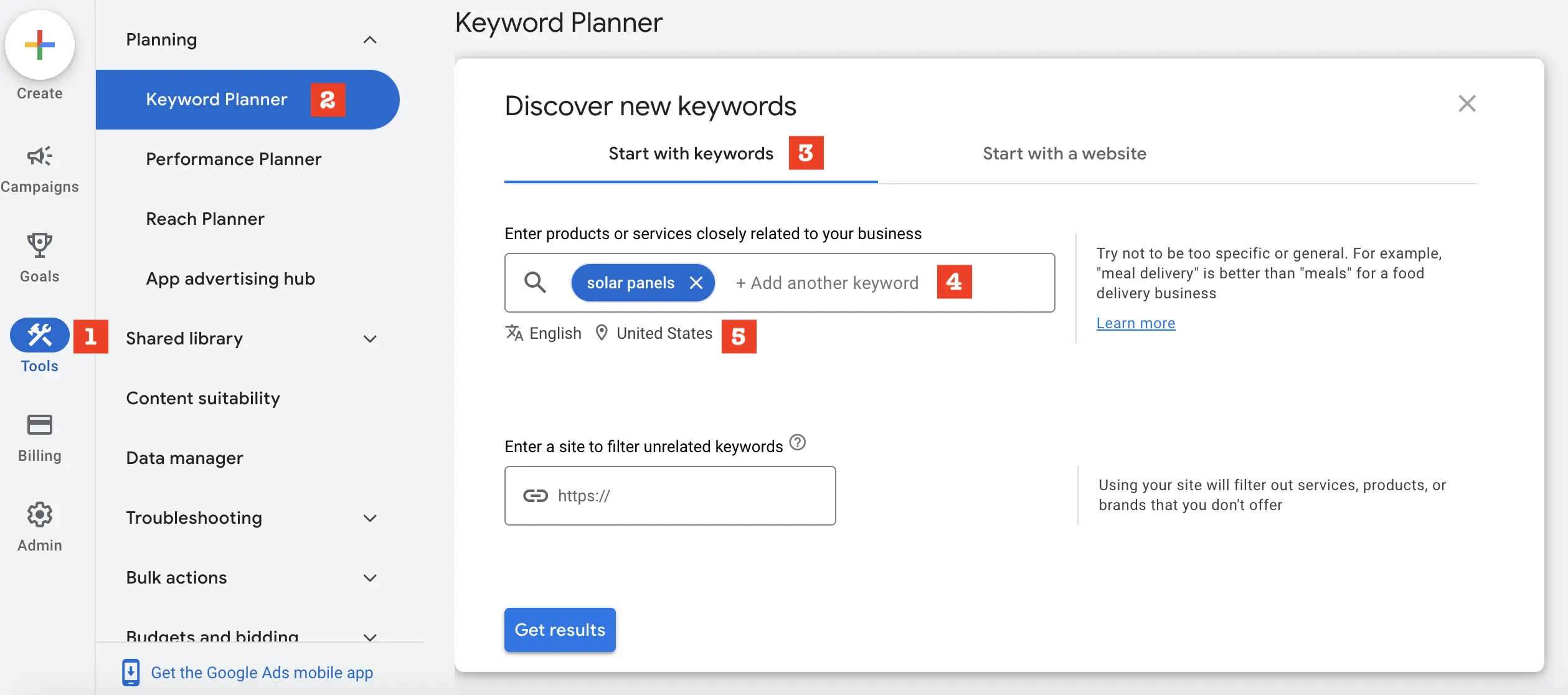 How to find keywords for search arbitrage with Google Ads Keyword Planner