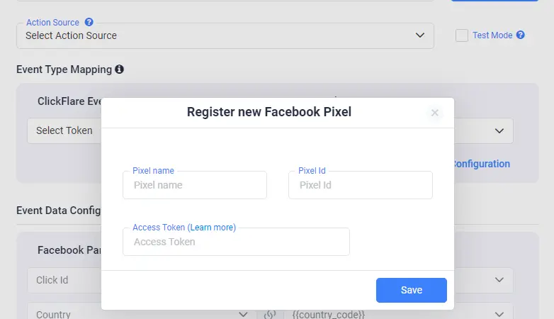 how to register facebook pixel on clickflare