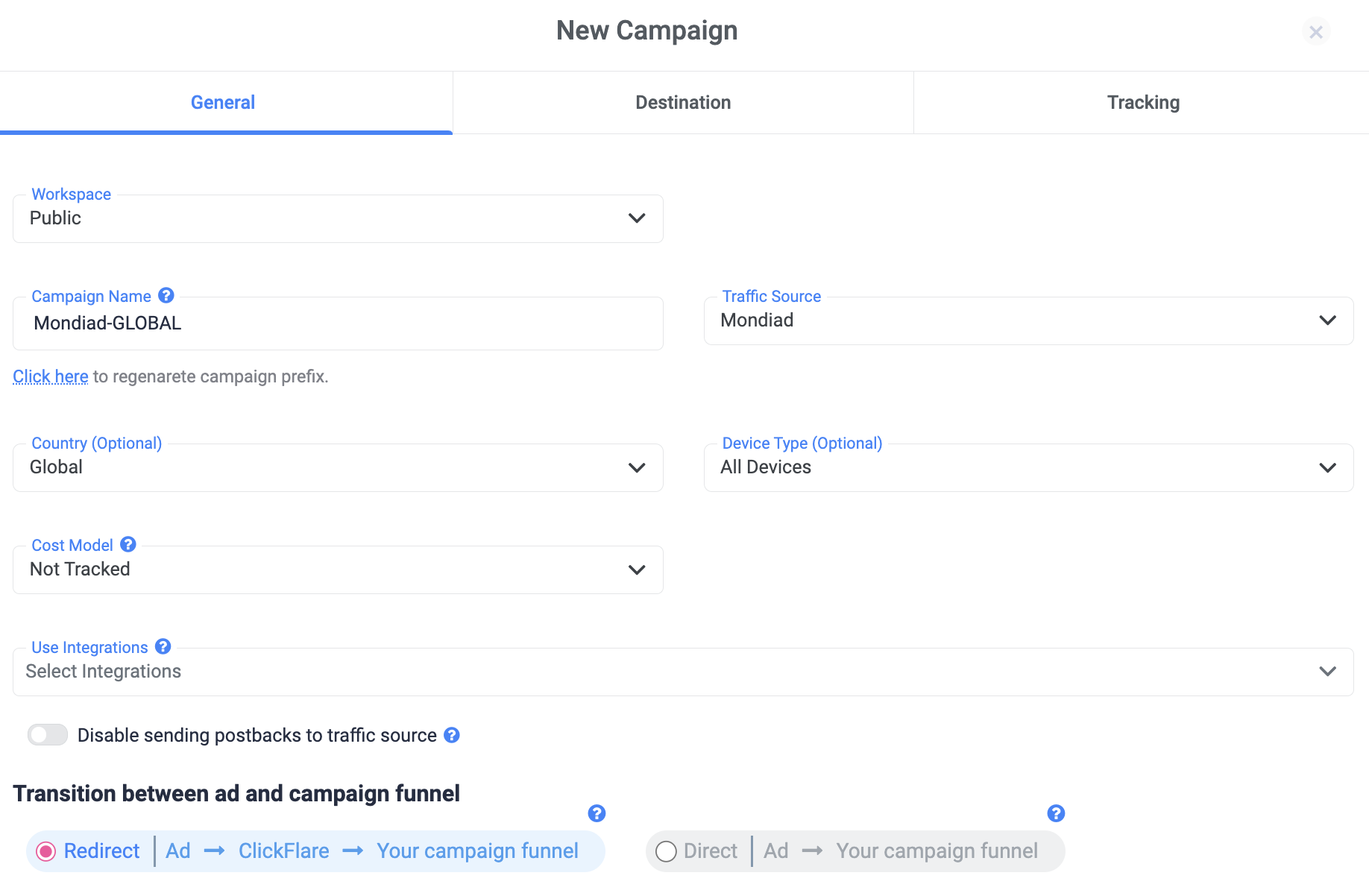 track your mondiad campaign on clickflare