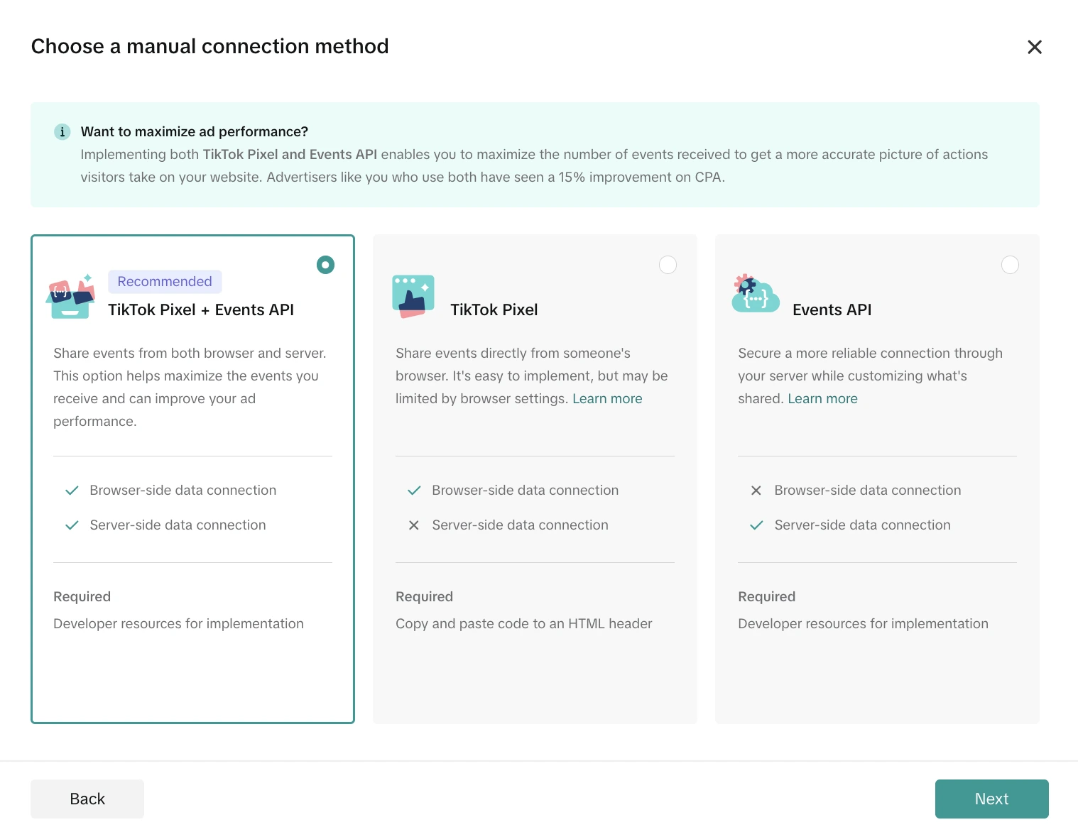 how to set up tiktok pixel and events api