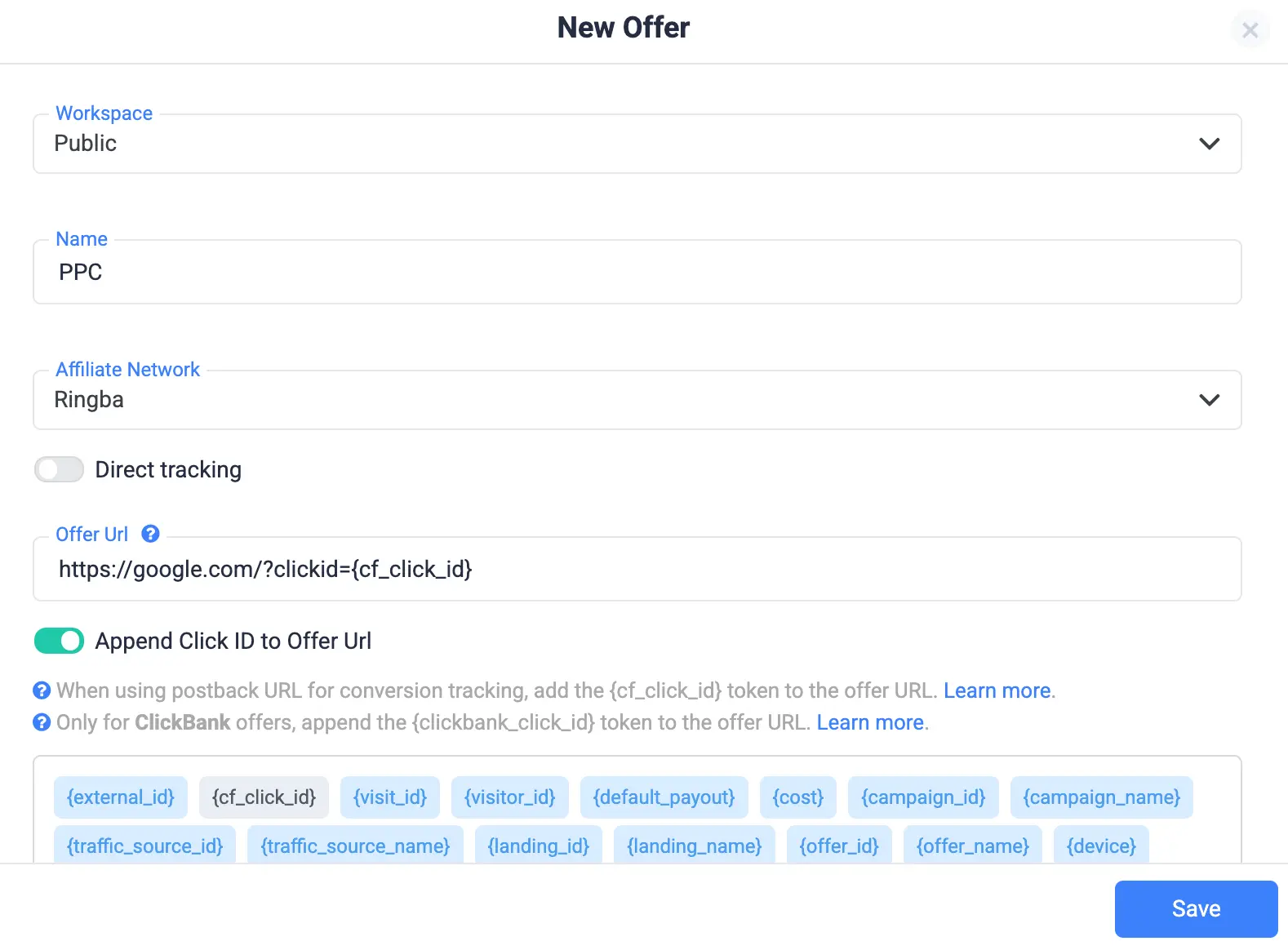 ringba landing page ppc call tracking with clickflare