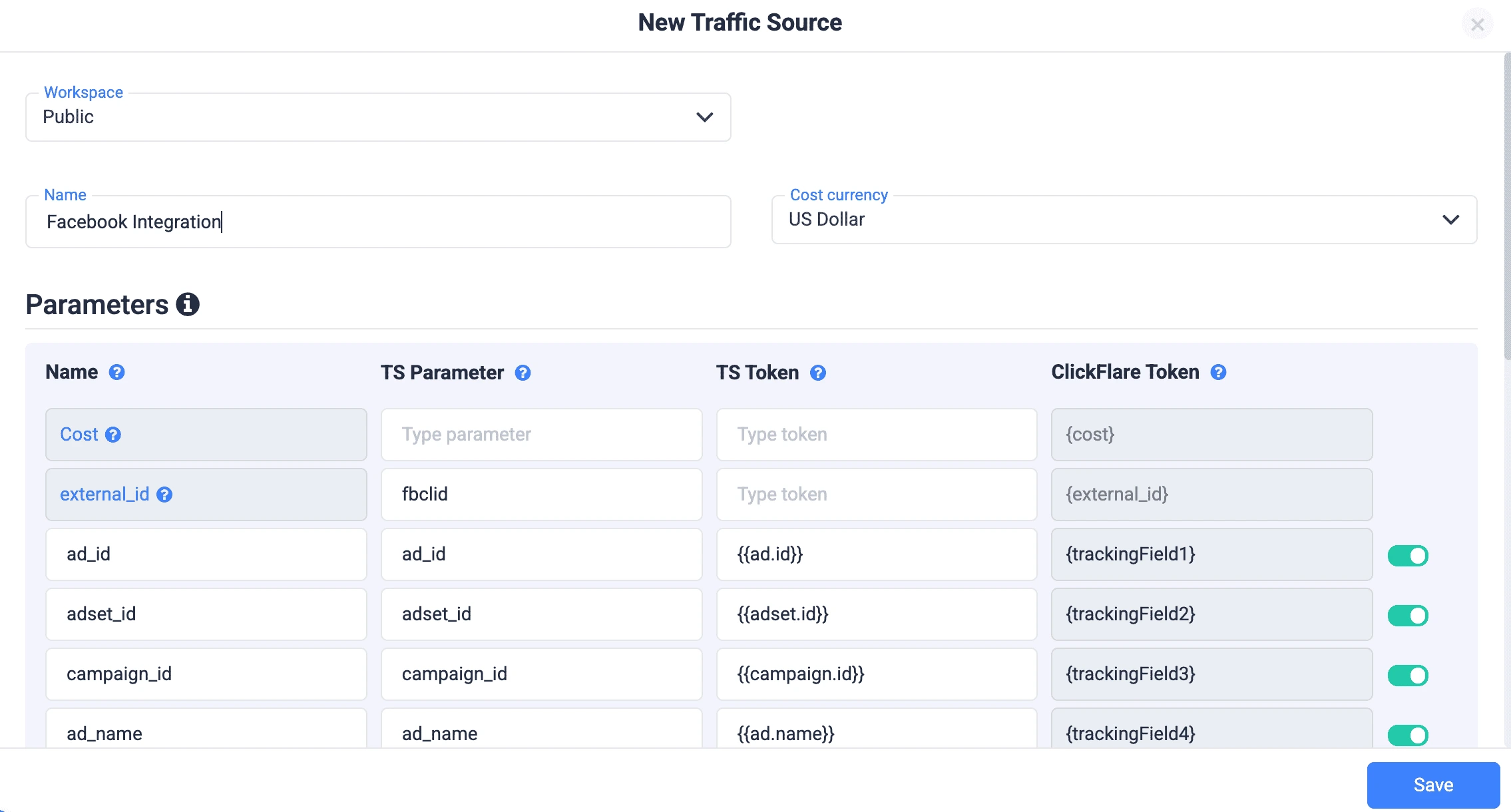 traffic source creation on clickflare for ppc call tracking