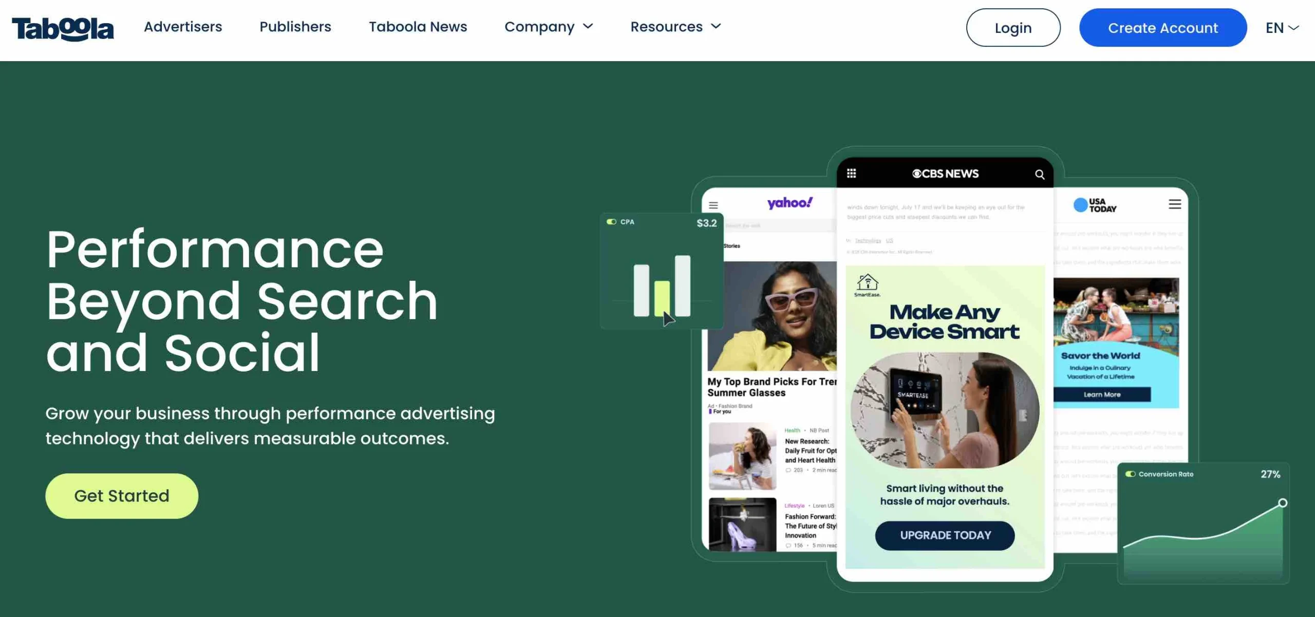 native to search arbitrage ad platform Taboola's homepage