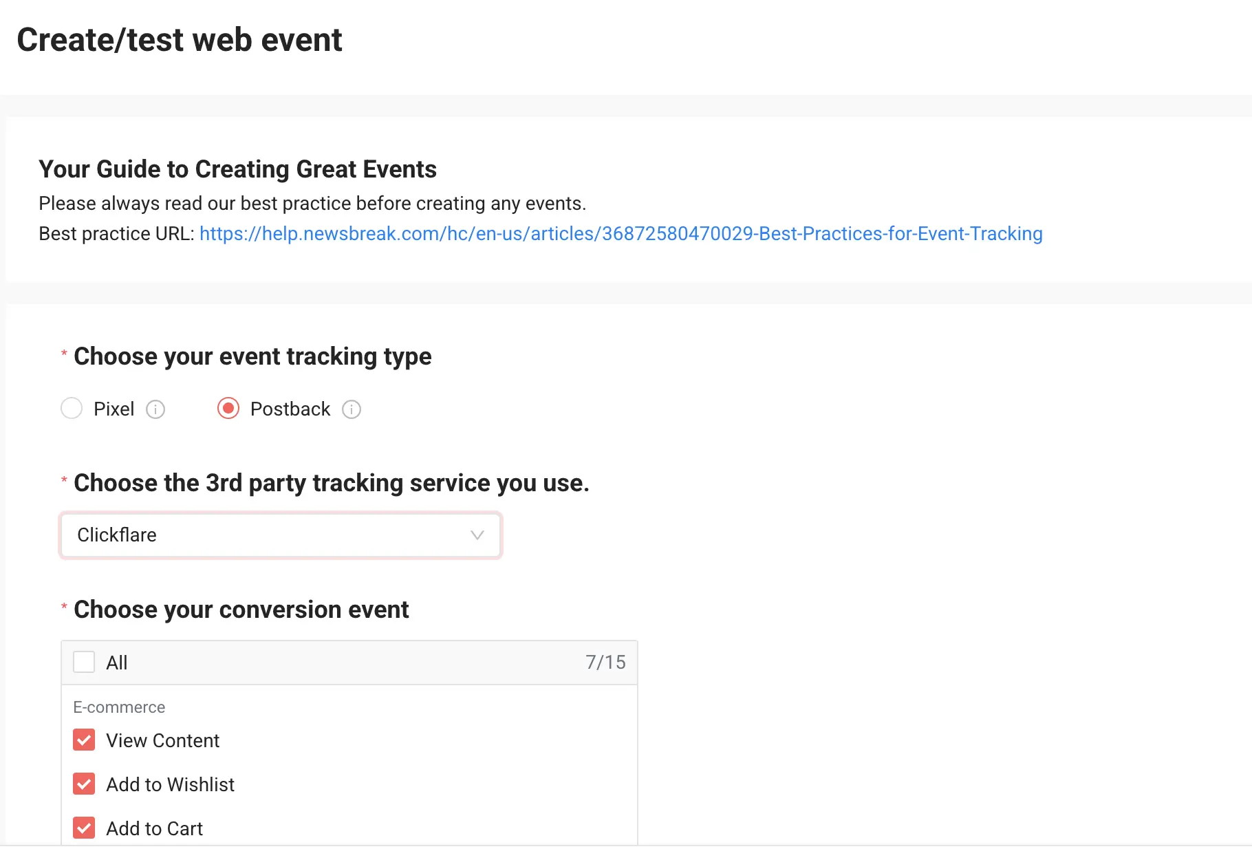 newsbreak advertising tips setting up newsbreak postback