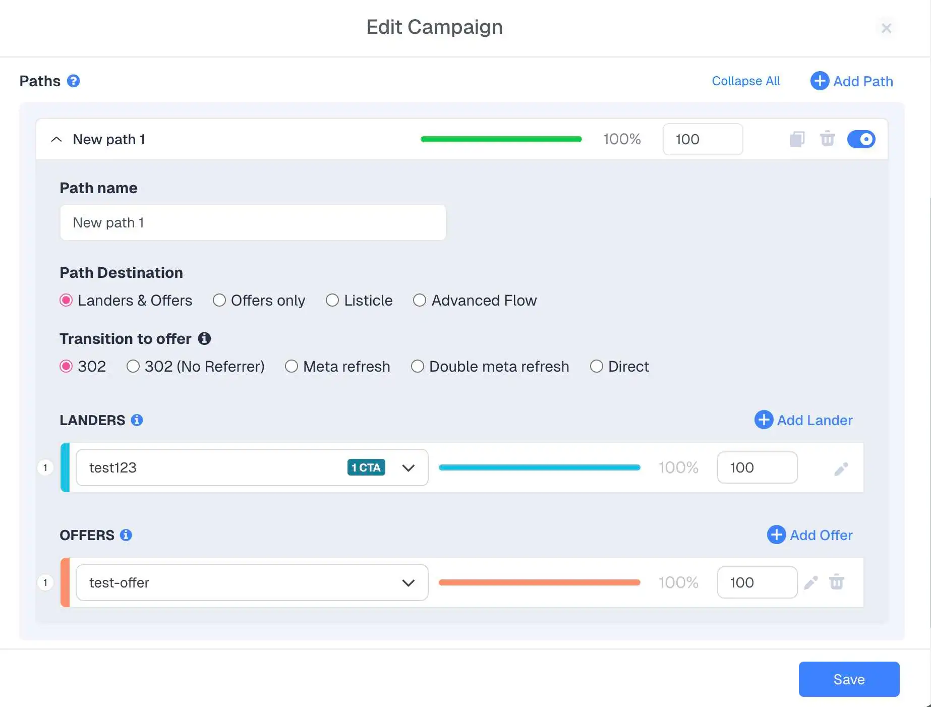Adding your Marketcall landers and offers on ClickFlare