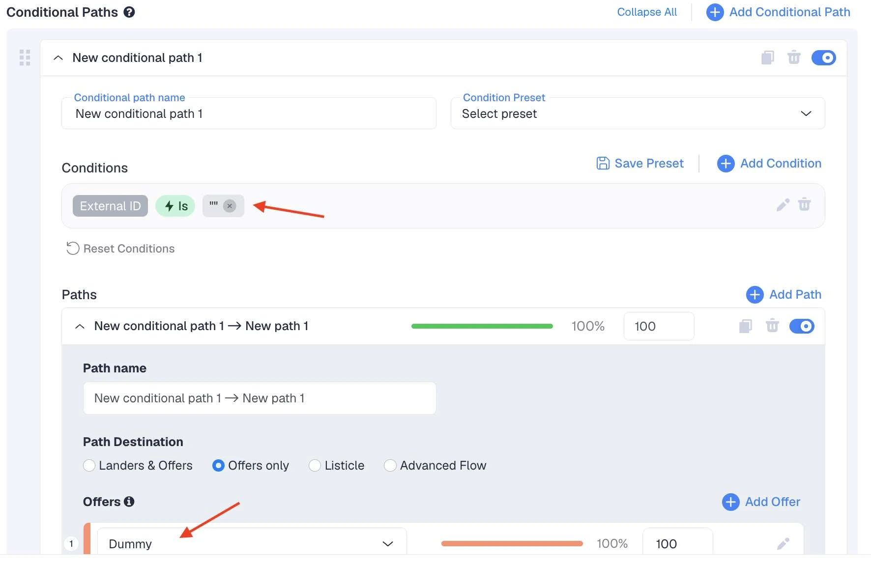 Conditional path on clickflare to remove bot traffic from your data when conversions don't match