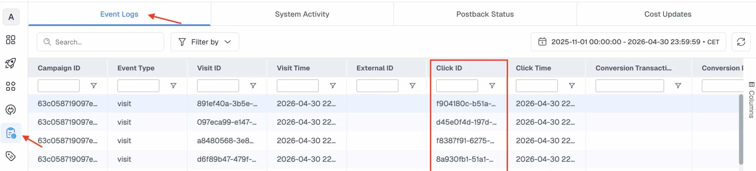 conversions don't match on clickflare due to missing click ID