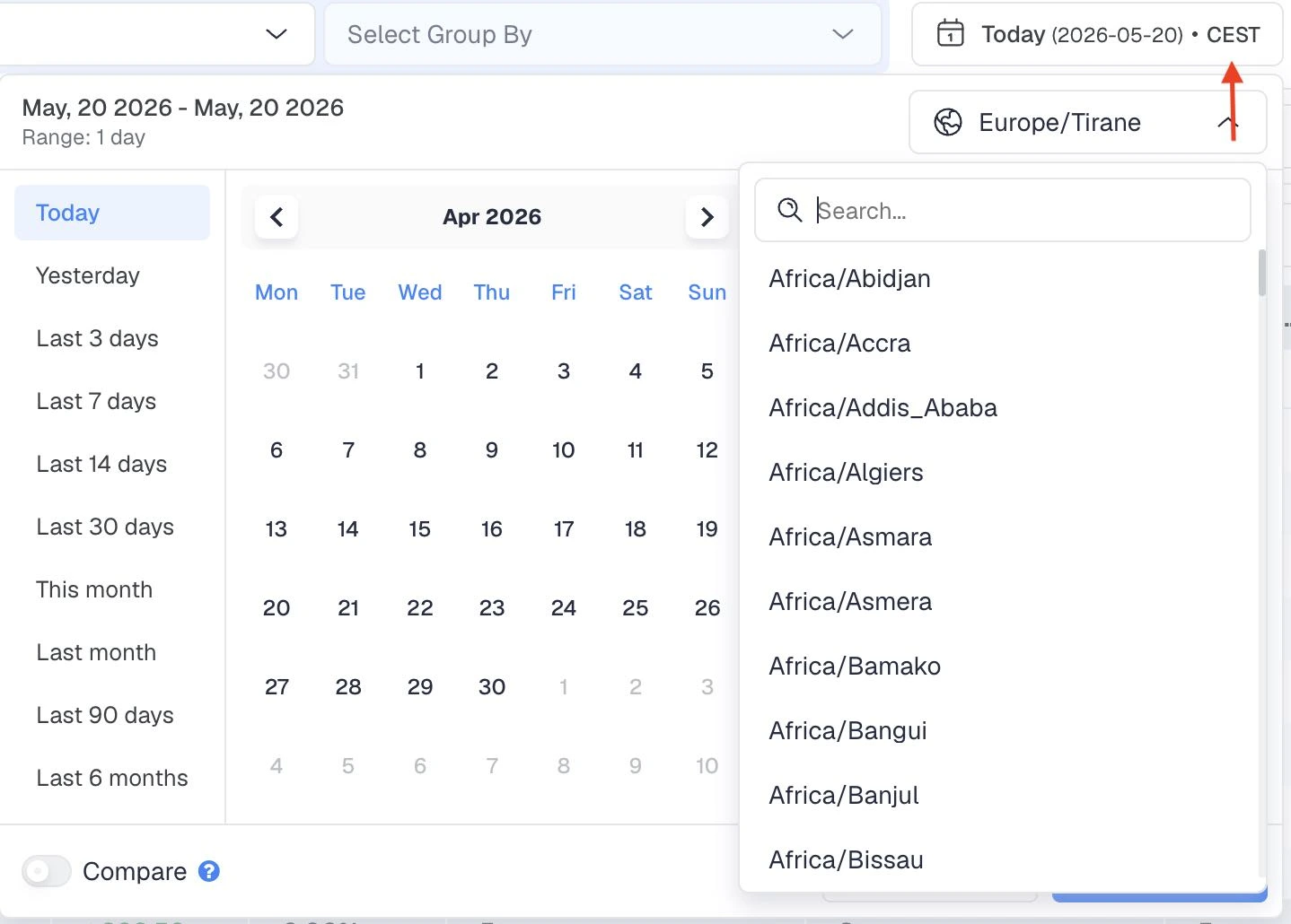 conversions don't match on clickflare due to timezone difference