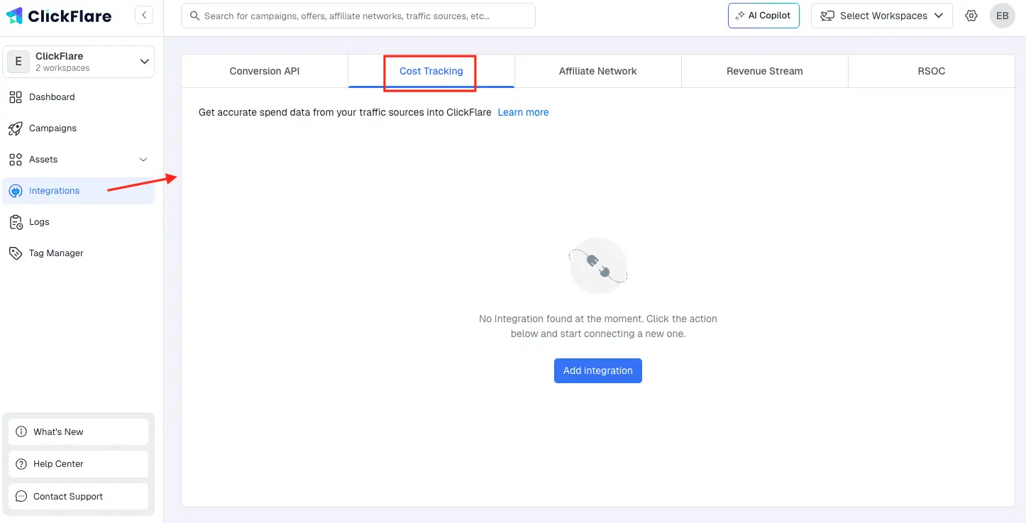 LinkedIn Ads Tracking: cost integration with ClickFlare