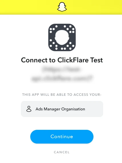 Granting ClickFlare permission to access your Snapchat Ads Manager account