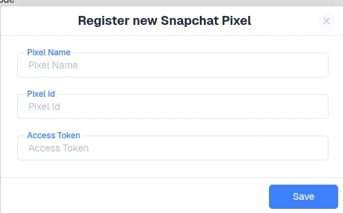 Registering the Snapchat Pixel with Pixel ID and Access Token in ClickFlare