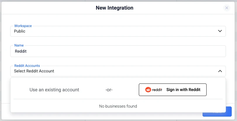 Authorizing the Reddit cost integration in ClickFlare with the Sign in with Reddit option