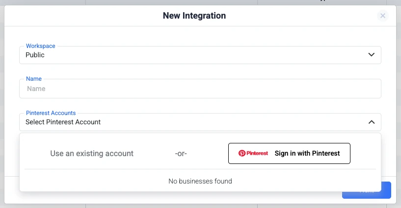 Authorizing a Pinterest account with Sign in with Pinterest for the ClickFlare cost integration