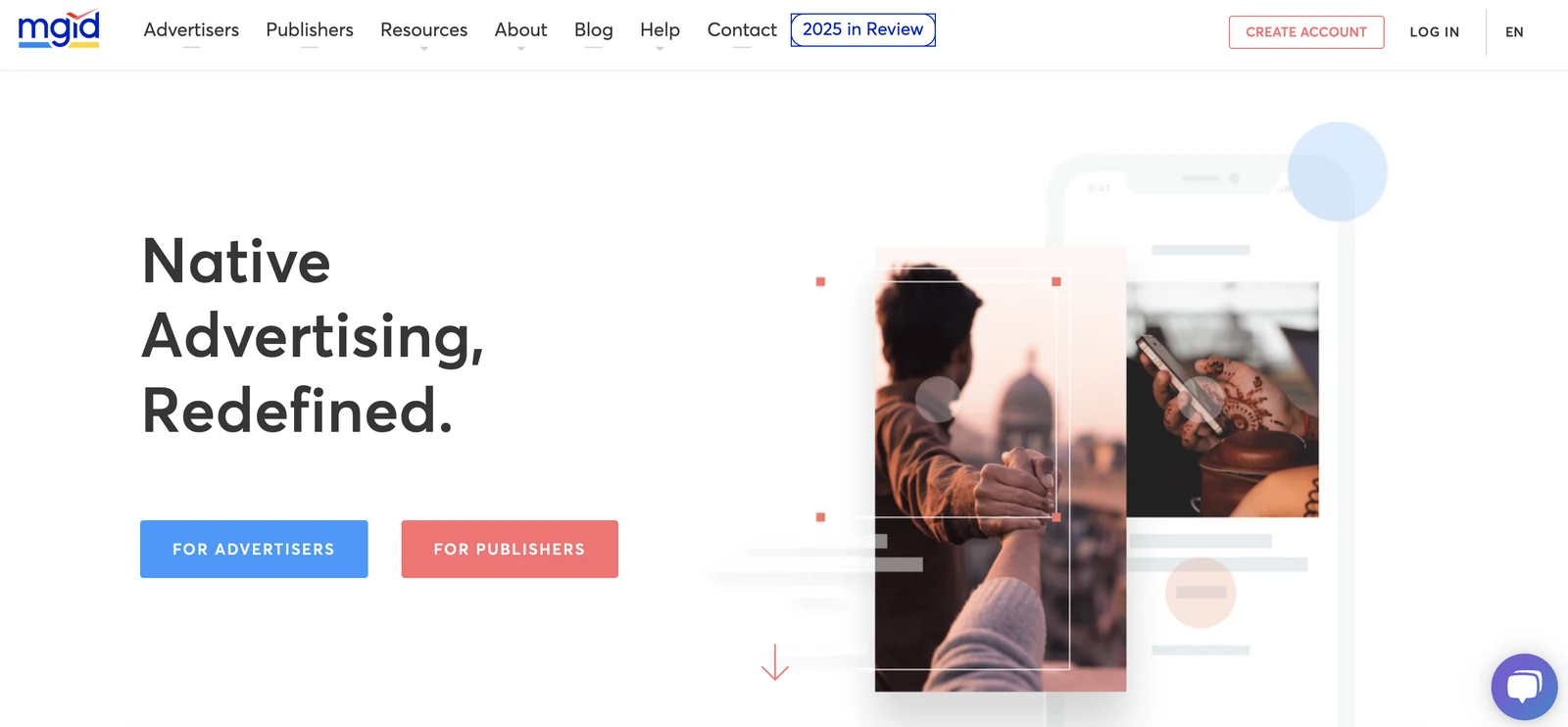 MGID native advertising platform homepage