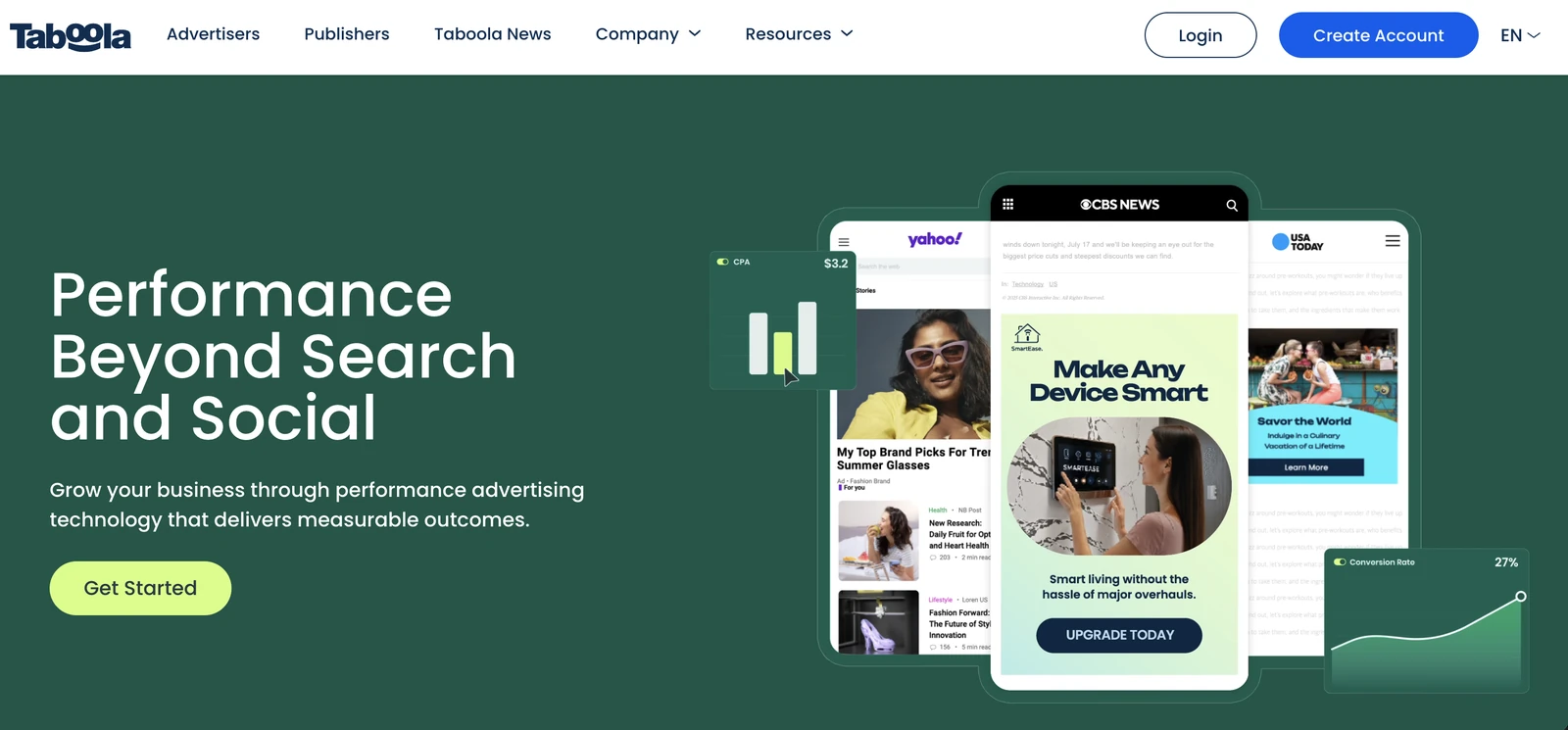 Taboola native advertising platform homepage