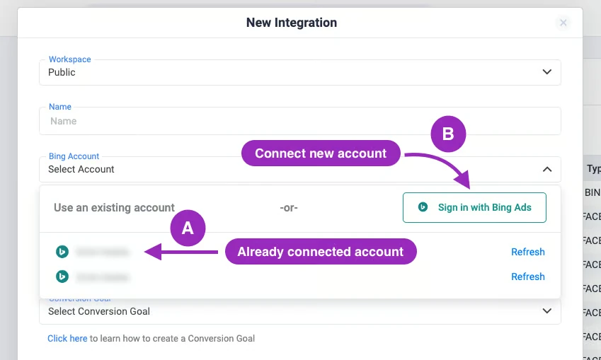 Connecting a Bing Ads account for conversion tracking in ClickFlare