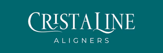 Cristaline Aligners logo on a teal background.