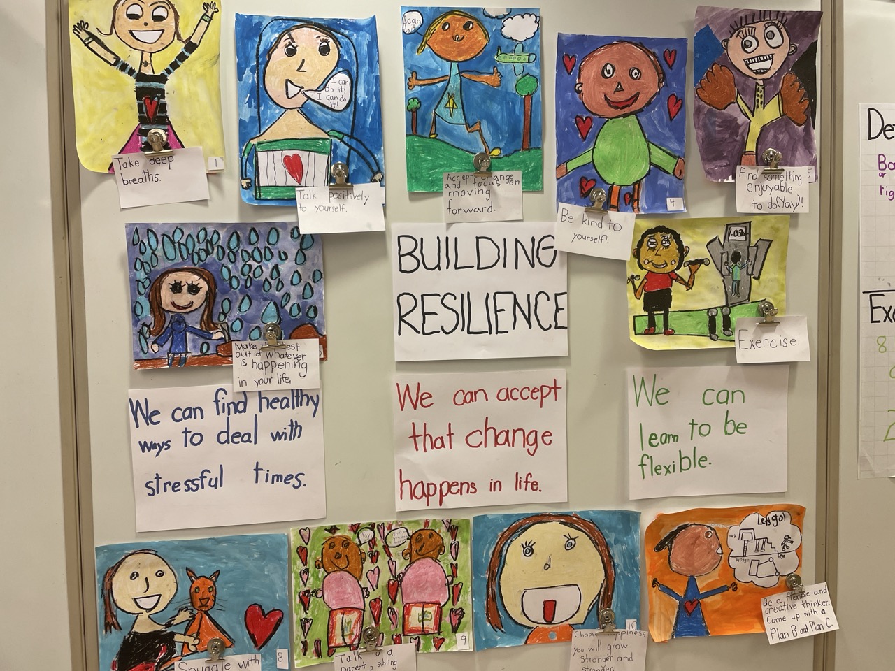 art wall showing student wall about resilience