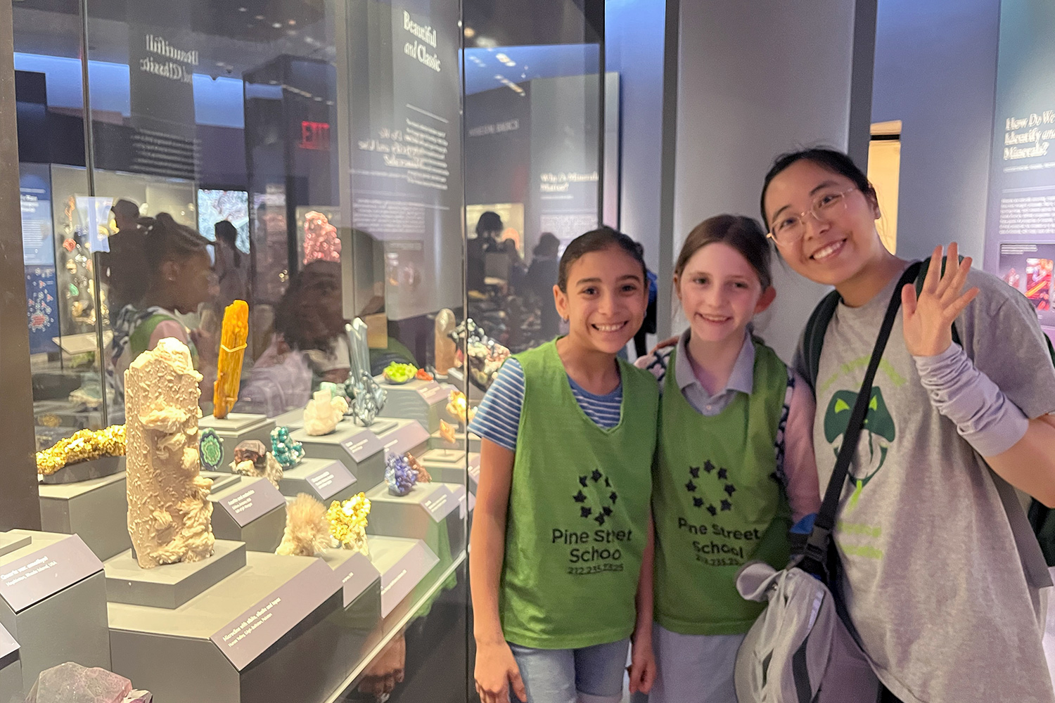 On a field trip, Pine Street School students and their teacher visit the American Museum of Natural History (AMNH) in New York.