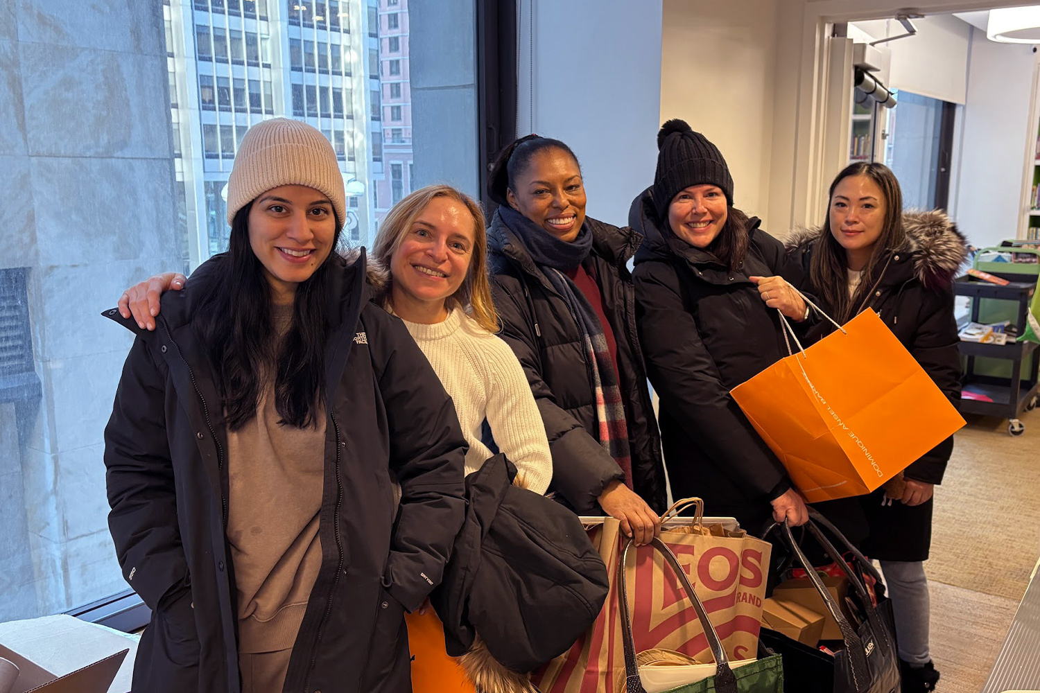 A group of PTA parents volunteering at Pine Street School