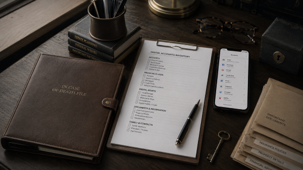 Digital Accounts Inventory Checklist UK: What to Record in a Death File or In Case of Death Document