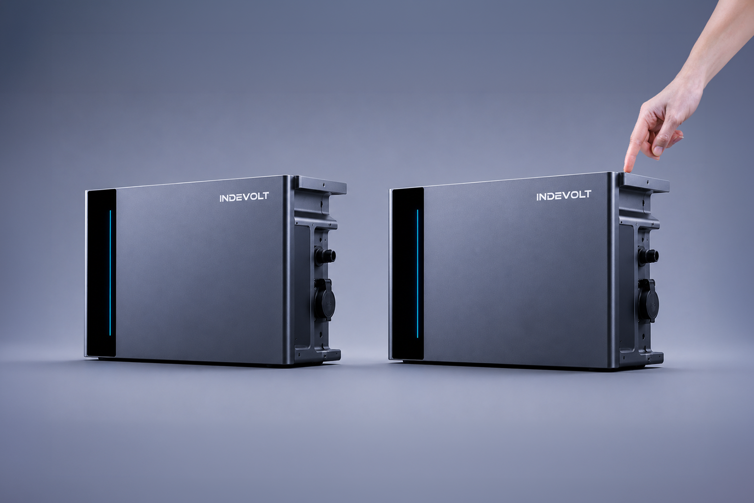 Two Indevolt PowerFlex 3000 home battery energy storage units side by side